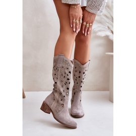 Openwork Suede Boots Lewski Shoes 3170 Cappucino beige 1