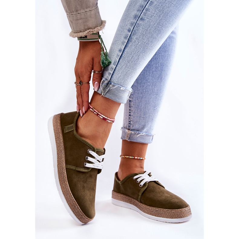 Women's Low Sneakers Memory Foam System Big Star KK276007 Khaki green 1