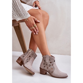 Openwork Suede Booties Lewski Shoes 3170/2 Cappucino beige 2