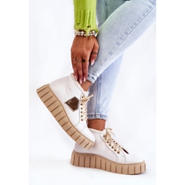 Leather Sport Shoes Tied White Lewski Shoes 3252 / N 2 Leather Sport Shoes Tied White Lewski Shoes 3252 / N 2