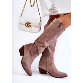 Women's High Heel Boots Lewski Shoes 3235 Cappucino beige 2