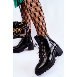 Vinceza Lacquered Warm Lace-up Boots Black Ragnhild 2