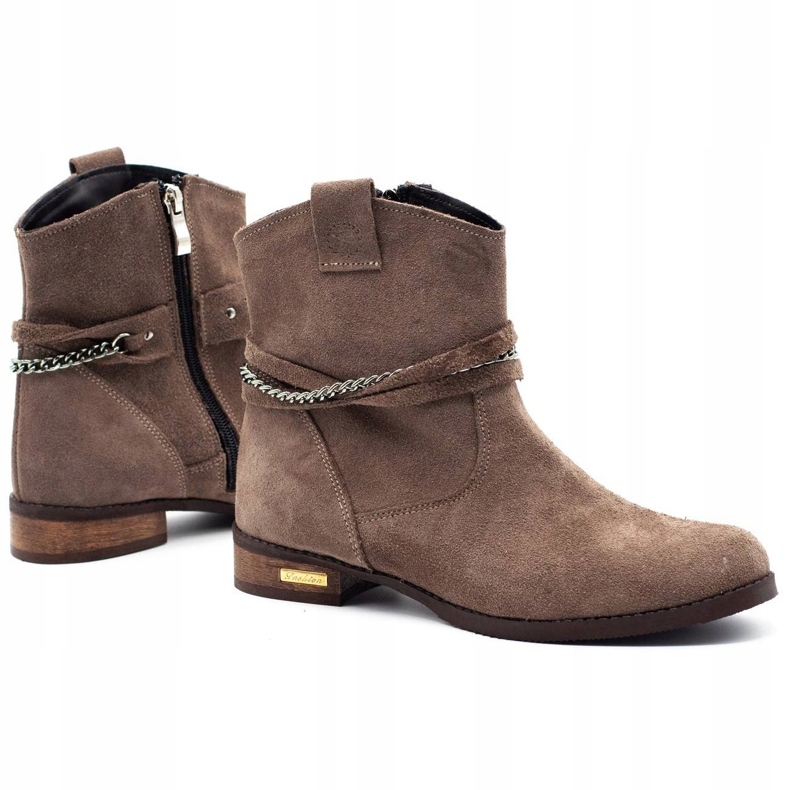 Olivier Women's insulated boots with a chain Luna beige brown 1