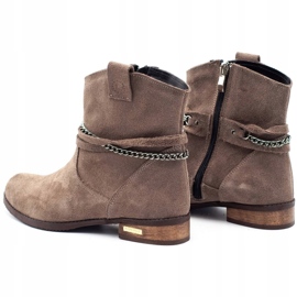 Olivier Women's insulated boots with a chain Luna beige brown 3