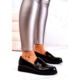 La.Fi Black Patent Wedge Loafers 1
