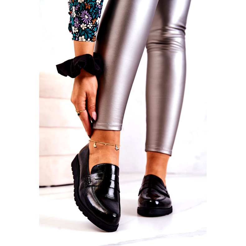 La.Fi Black Patent Wedge Loafers 2