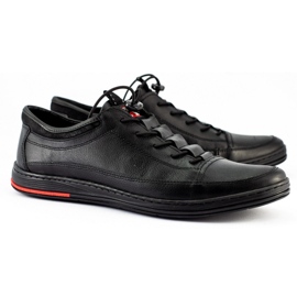 Polbut Black casual leather men's shoes K22 5