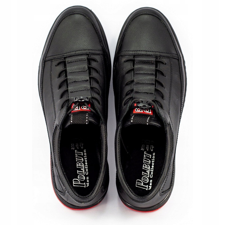 Polbut Black casual leather men's shoes K22 2
