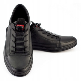 Polbut Black casual leather men's shoes K22 3