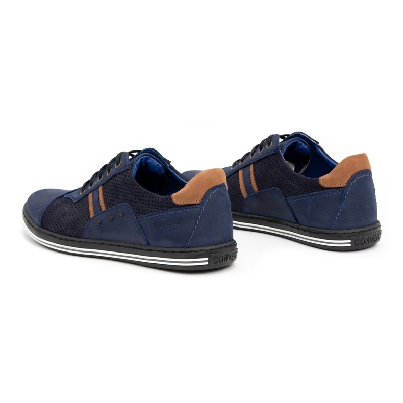 Polbut Men's casual shoes 1801P navy blue nubuck/camel 4