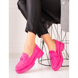 Women's pink moccasins on the Shelovet platform 2 Women's pink moccasins on the Shelovet platform 2