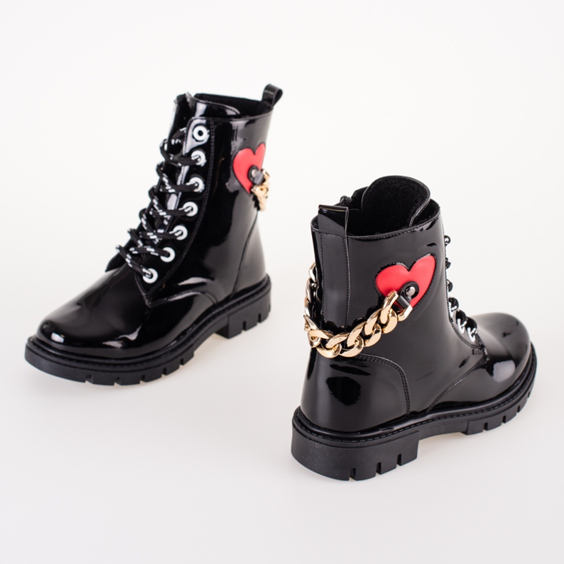 Black Shelovet boots for girls made of patent leather ecological 1 Black Shelovet boots for girls made of patent leather ecological 1