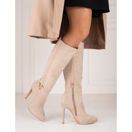 Women's beige boots on a stiletto heel Shelovet 2 Women's beige boots on a stiletto heel Shelovet 2