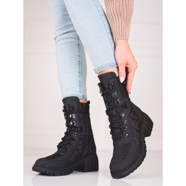 Women's lace-up boots on the Shelovet platform black 2