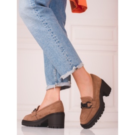 Brown Vinceza high-heeled women's loafers 1 Brown Vinceza high-heeled women's loafers 1