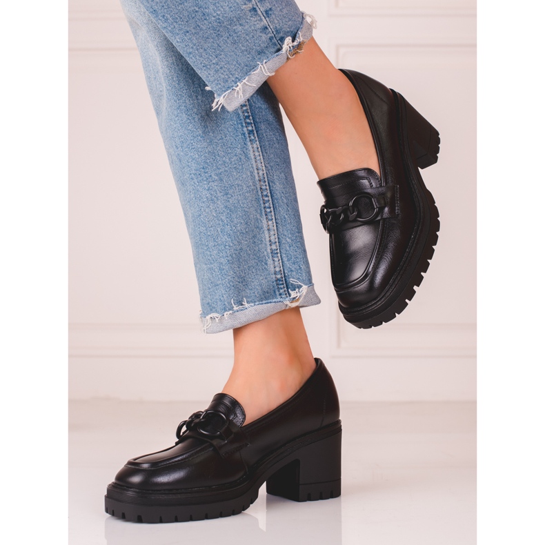 Black Vinceza high-heeled women's loafers 1