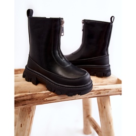 FR1 Fashionable High Leather Boots With Black Daffy Zipper 2