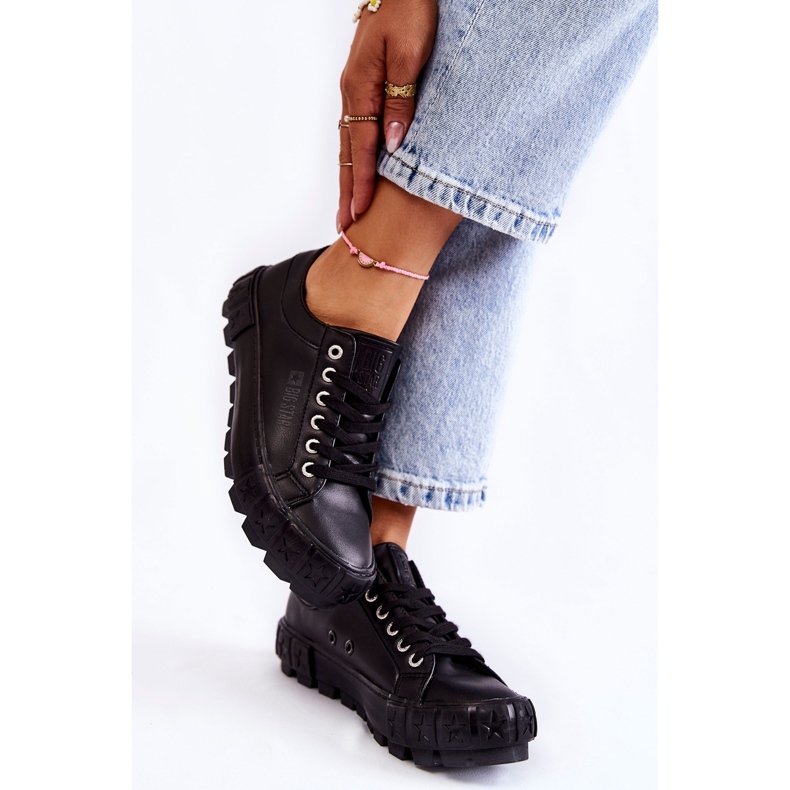Fashionable Leather Sneakers Big Star KK274143 Black 2