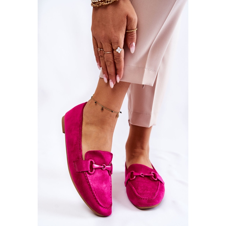 Suede Loafers With Fuchsia Santi Decoration pink 1