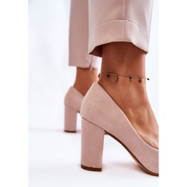 PS1 Classic Suede Pumps On A Beige Kendra Heel brown 2