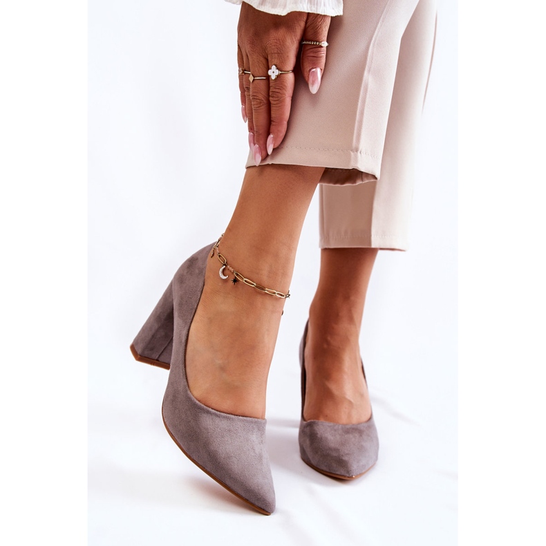 PS1 Classic Suede Pumps On A Gray Kendra Heel grey 1