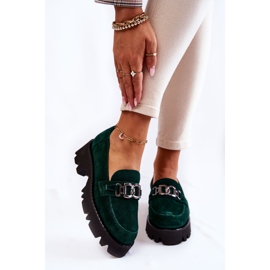 Suede shoes with a green Laura Messi decoration 1