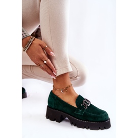 Suede shoes with a green Laura Messi decoration 6