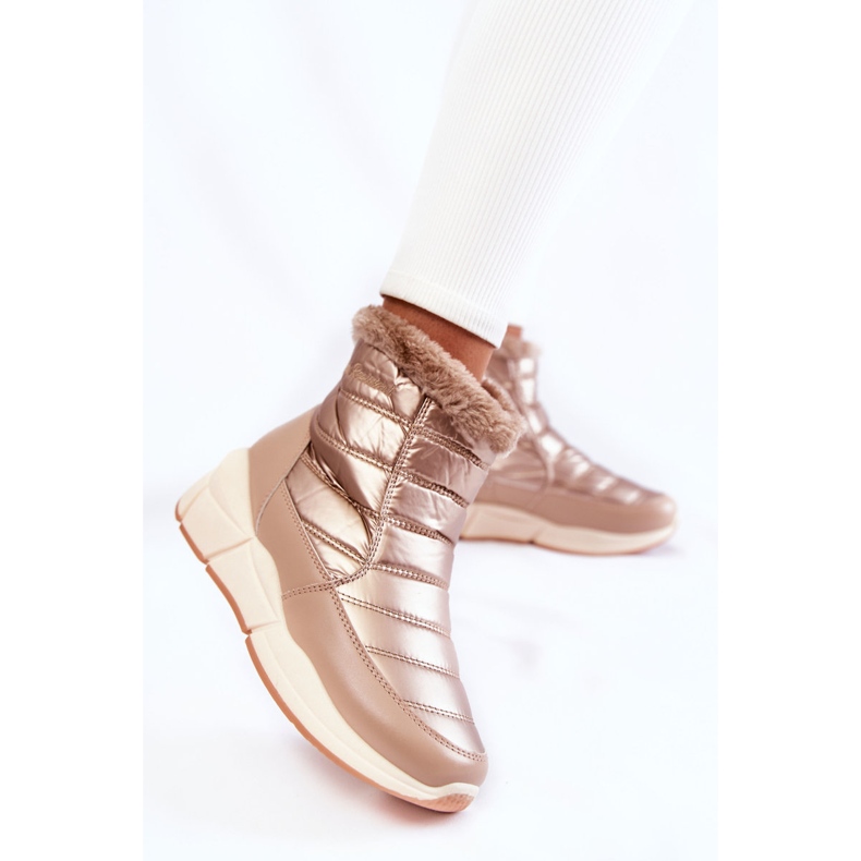 PE1 Women's Snow Boots With Zipper Gold-Beige Senia brown 2