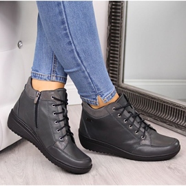 Leather boots with an insulated wedge Helios W H524A grey 2