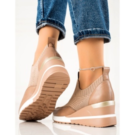 Textile Snakers On The VINCEZA Wedge beige 2