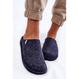 Classic Felt Women's Slippers Big Star KK276013 Navy Blue 2