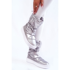 Women's insulated snow boots Big Star KK274195 Silver 2