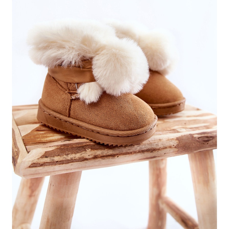 Children's Youth Warm Snow Boots Brown-White Roofy 1