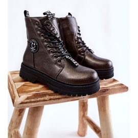 Children's Warm Boots Trappers Dark Gray Conley brown 1