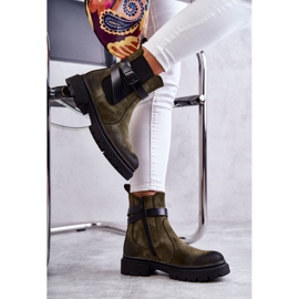 FE1 Women's Warm Boots Jodhpur boots With a Belt Green Jose M619 4