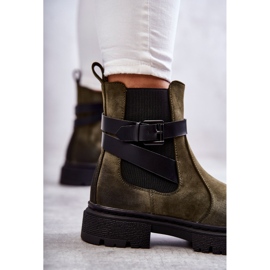 FE1 Women's Warm Boots Jodhpur boots With a Belt Green Jose M619 1