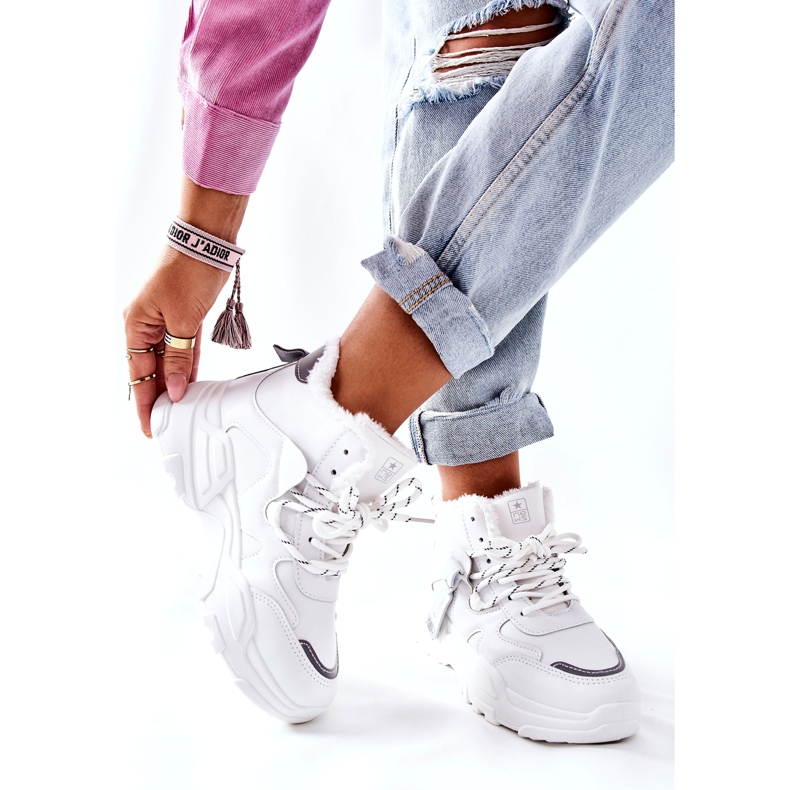 News Women's White Warm Sneakers Snow Kaphia 21BT26-4356 4