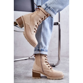 FE1 Women's Warm Boots On High Heel Beige Julieta M660 2