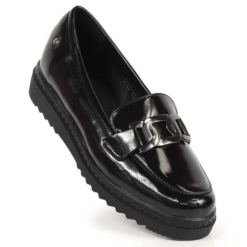 Lacquered loafers on the Vinceza W JAN162A platform black 1
