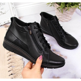 Leather women's boots on a wedge black Helios 567 1