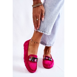 PS1 Women's suede loafers with Fuchsia Janetta decorations pink 1