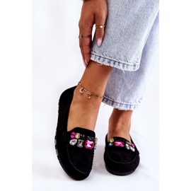 PS1 Women's Suede Loafers With Black Janetta Ornaments 1