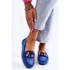 PS1 Women's Suede Loafers With Blue Janetta Ornaments 1