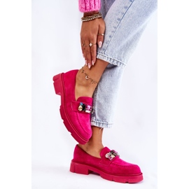 PS1 Women's Suede Loafers With Fuchsia Karlott decoration pink 2