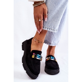 PS1 Women's Suede Loafers With Decoration Black Karlott 1