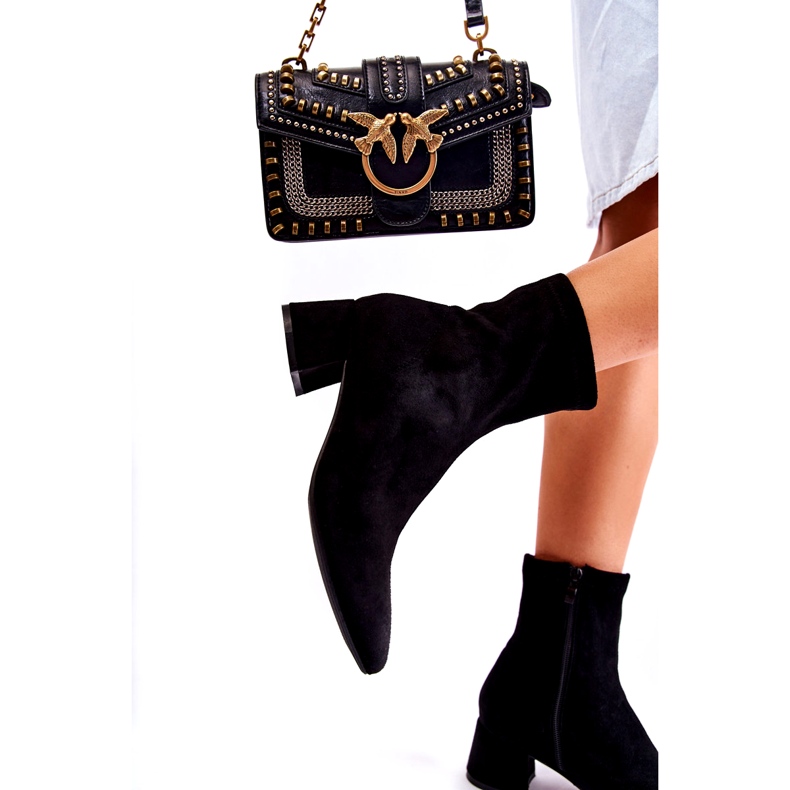 WD1 Suede Women's High Boots Black Gloriss 8098-1 2