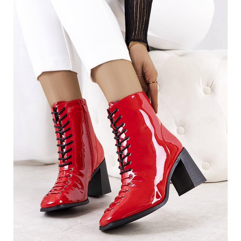 BM Red Belisa patent leather boots 1