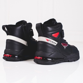 Boys' lace-up ankle boots, insulated, black 2