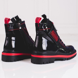 Patent leather girls boots with red Shelovet inserts black 1 Patent leather girls boots with red Shelovet inserts black 1
