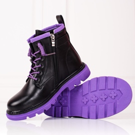 Girls boots black Shelovet with purple soles 2